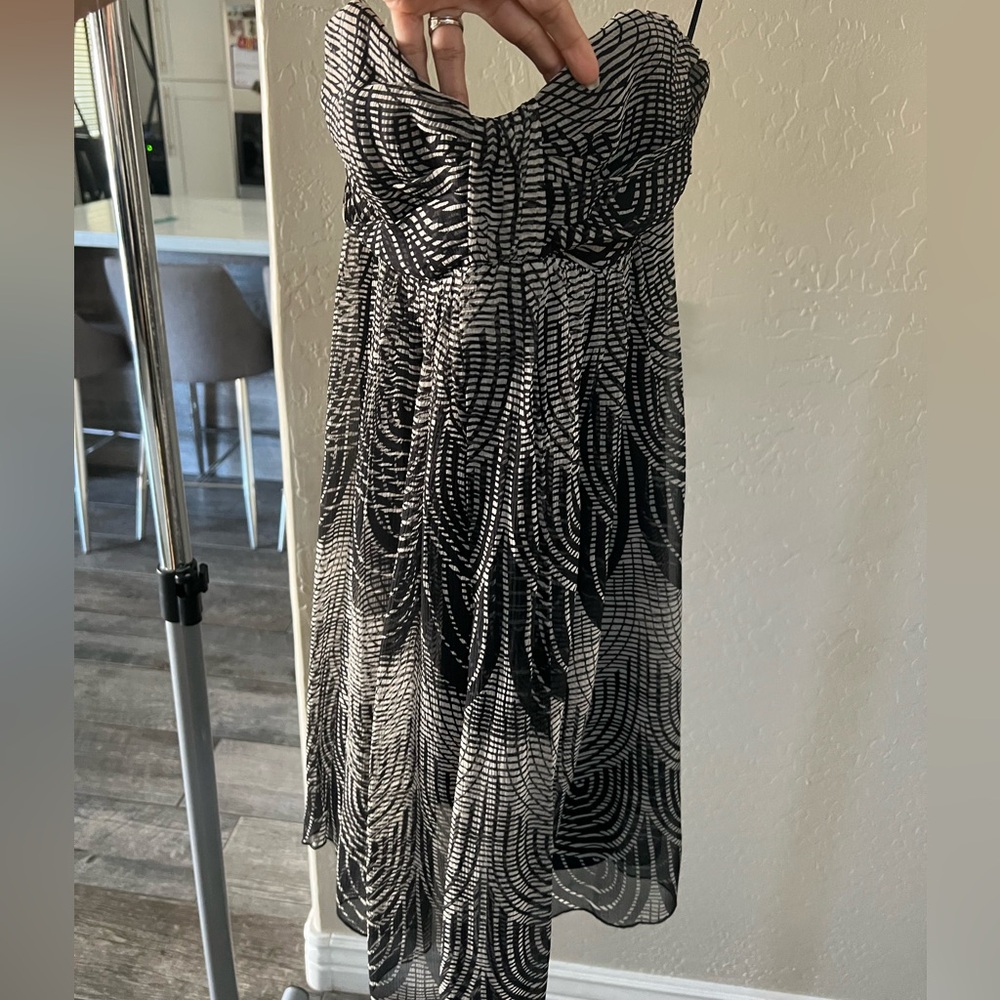 Express Strapless Black and White Dress